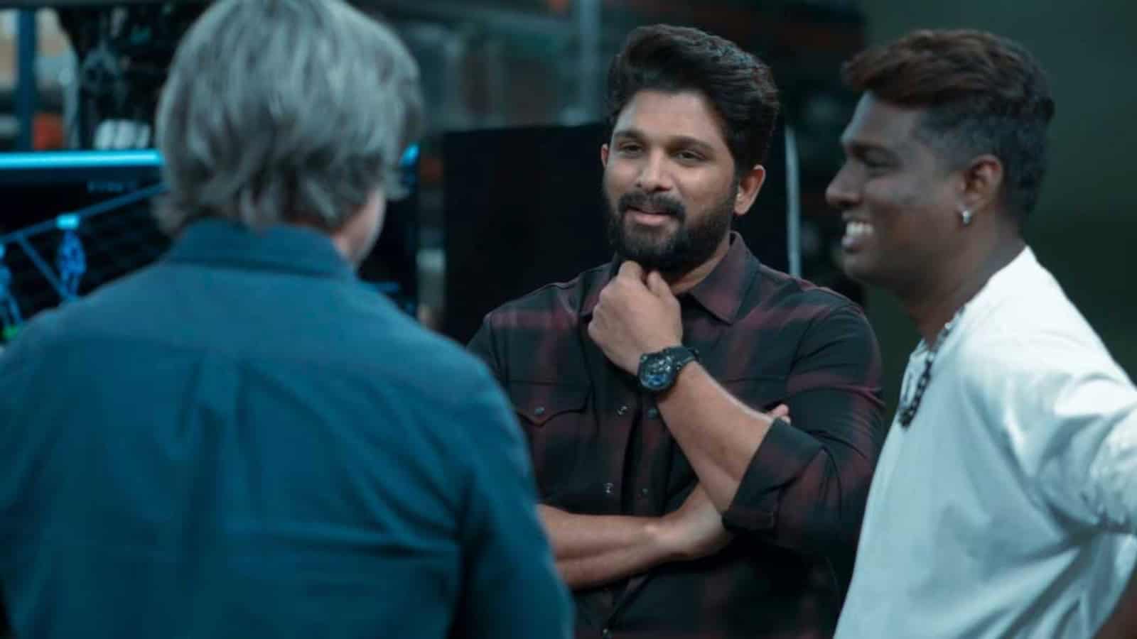 Bollywood superstar discussing the upcoming AA22xA6 film's first look with team members.