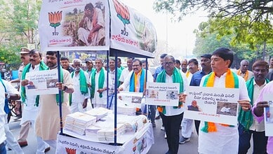 BJP MLAs bring farmers' concerns to Telangana assembly using a push-cart, highlighting agricultural issue.