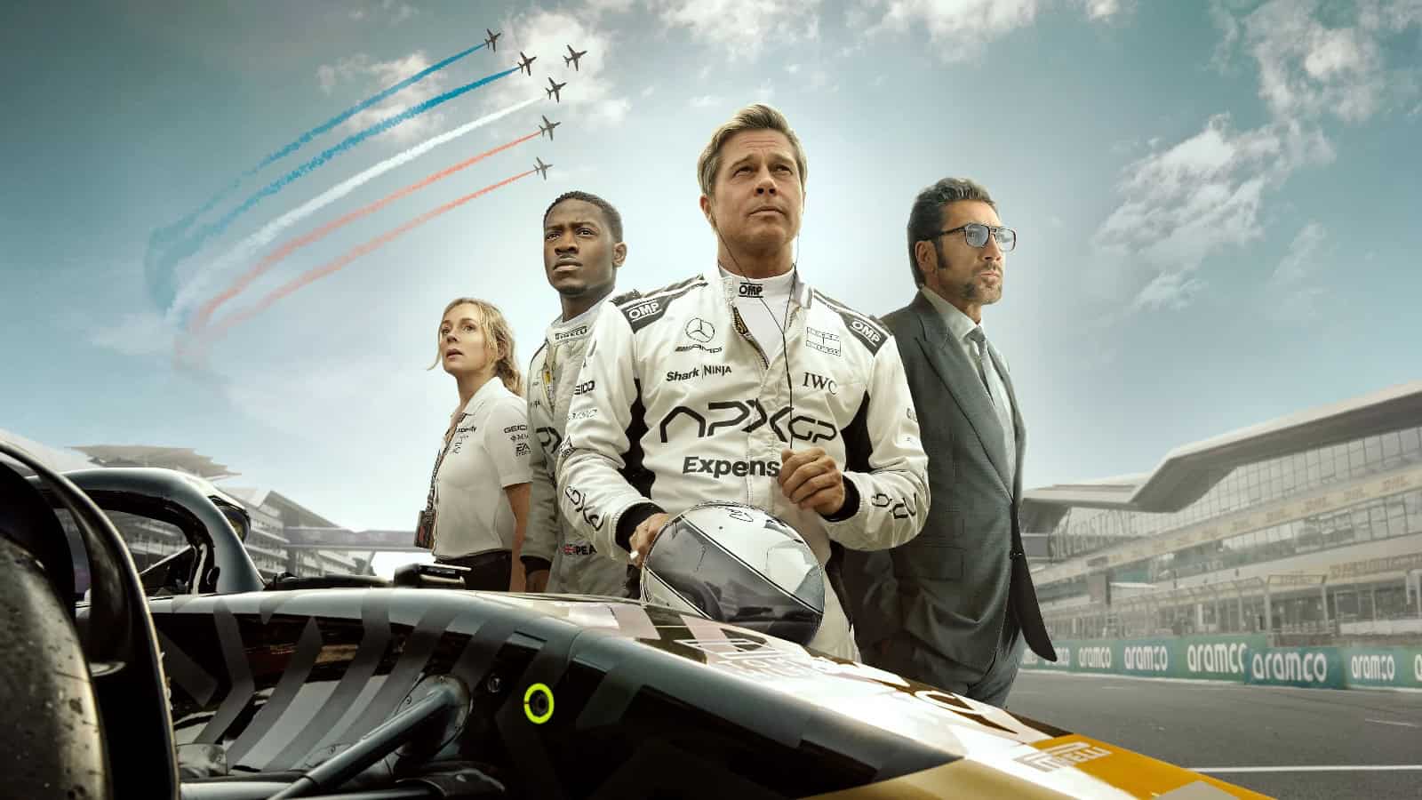 F1: The Movie screening at Hyderabad cinemas, featuring race car drivers and aerial stunt planes in the s.