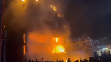 Massive fire breaks out at Chandanagar in Hyderabad