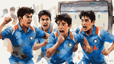Indian cricket fans cheering passionately during a match.