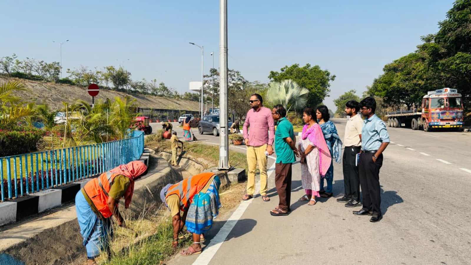 GHMC Commissioner reviews sanitation efforts with local workers and officials in Tukkuguda.
