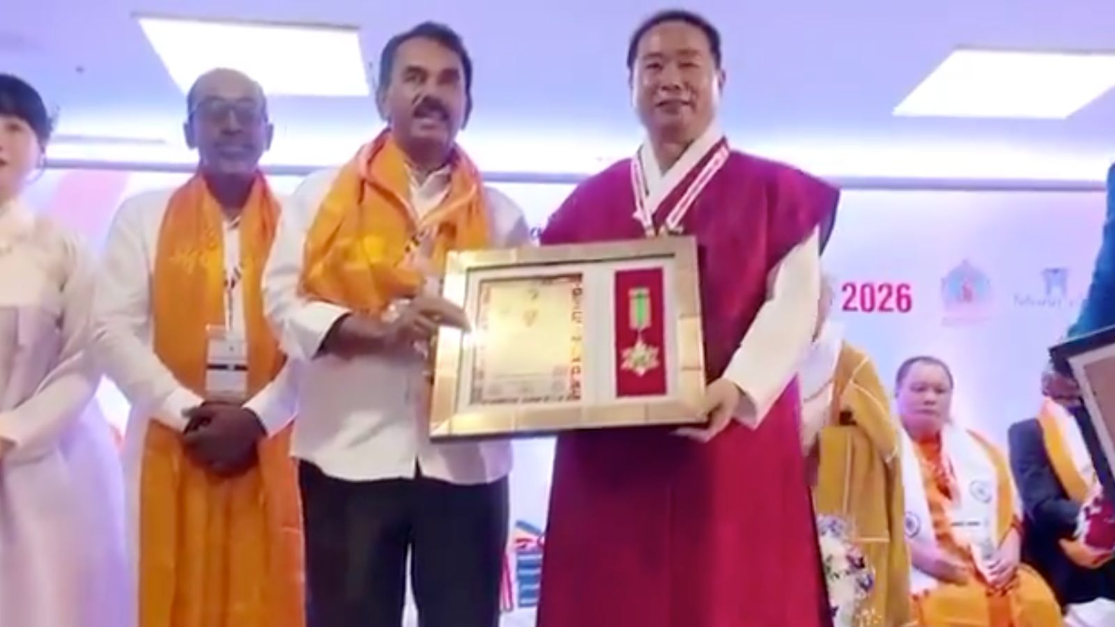 Minister Jupally honoured at Buddhist peace conference in Hyderabad