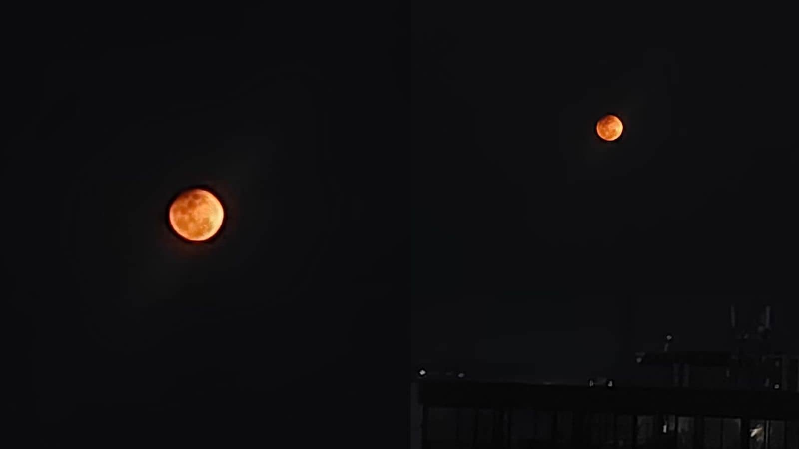 Blood Moon during total lunar eclipse over Hyderabad sky.