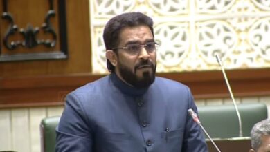 The image shows Nampally AIMIM MLA Md Majid Hussain speaking on various issues affecting the minorities, at the Telangana assembly on Tuesday, March 24, 2026.