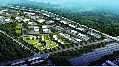 Aerial view of Zaheerabad NIMZ showing industrial zones and green spaces in Telangana.