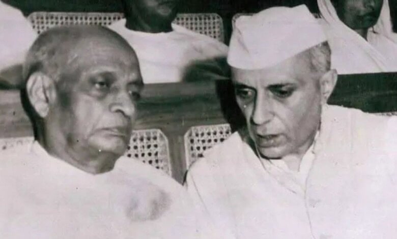 Nehru and Patel during India's independence era, emphasizing unity.
