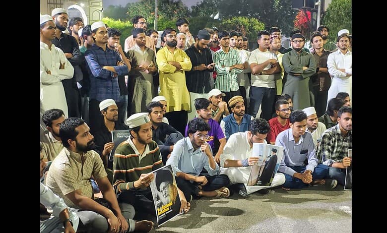 Students protest against Khamenei's Assassination at MANUU Hyderabad