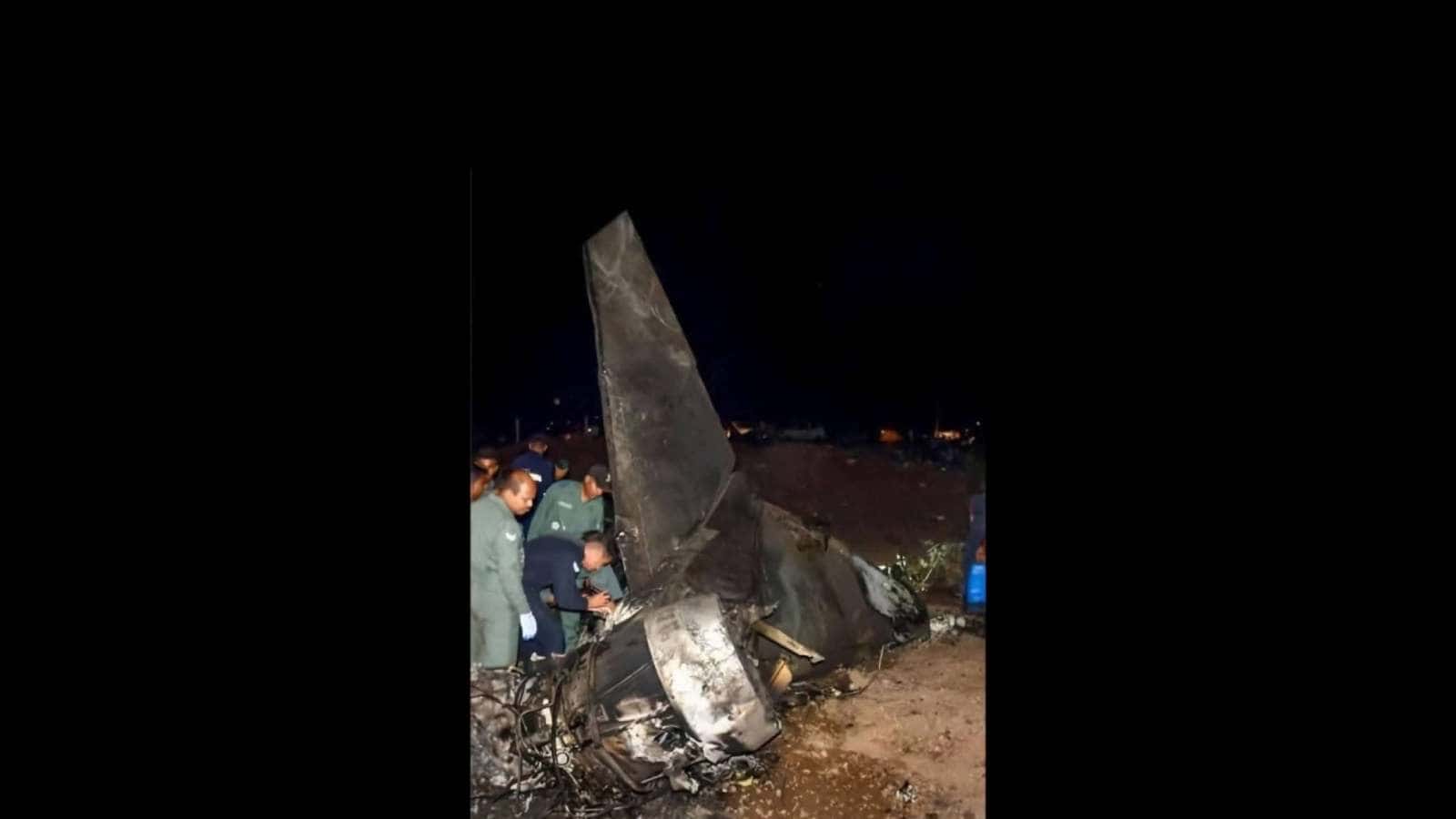 IAF officials at the aircraft crash site in Assam