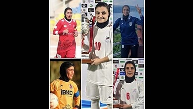 Members of Iranian women's football team who were given asylum by Australia
