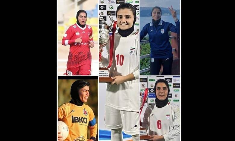 Members of Iranian women's football team who were given asylum by Australia