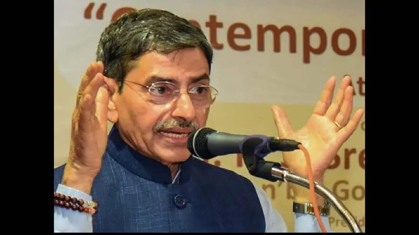 Former Tamil Nadu governor RN Ravi addresesses a meeting