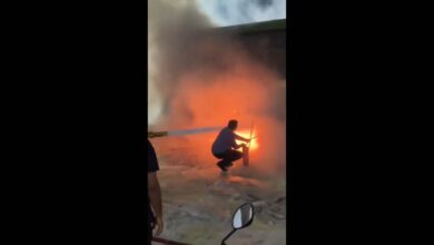 RTC bus catches fire in Hanamkonda