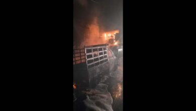 A vehicle was gutted in a fire due to a transformer blast in Miyapur