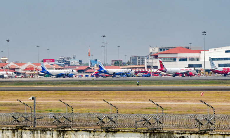 Passenger aircrafts at Kochi airport, Tuesday, March 3, 2026.