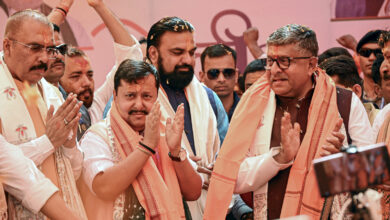 Patna BJP National President Nitin Nabin with Bihar party President Sanjay Saraogi, party MP Ravi Shankar Prasad, state Deputy Chief Minister Samrat Choudhary and others during 'Holi Milan Samaro