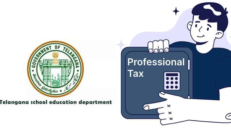 Illustration of a boy holding a safe with "Professional Tax" label, representing tax collection from priv.