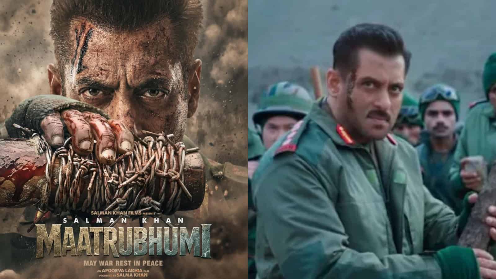 Salman Khan in military uniform during 'Maatrubhumi' tribute event, paying homage to soldiers.