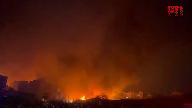 Fire erupts at a slum in Delhi