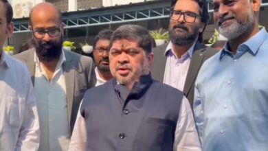 Ponnam Prabhakar addresses the media outside the Telangana Assembly