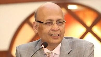 Singhvi speaking at event after Rajya Sabha nomination from Telangana.