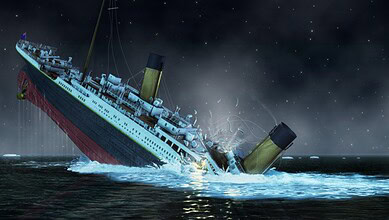 Illustration of the Titanic sinking during a stormy night at sea, highlighting the tragic maritime disast.