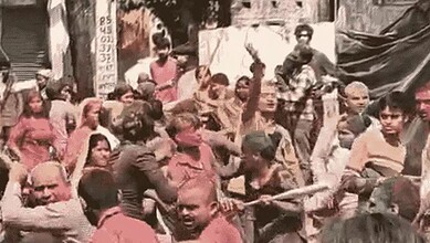 People fight during Holi in Uttar Pradesh
