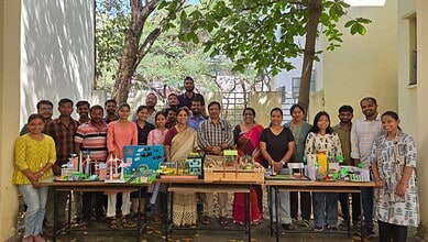 Students display theirs sustainable models at the University of Hyderabad