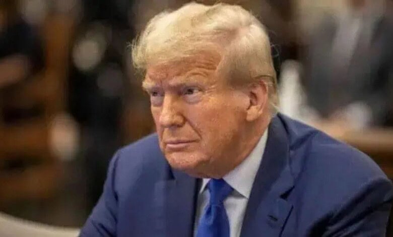 US President Donald Trump addresses a meeting