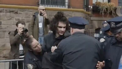 Device thrown at anti-Islam protest in New York City, police investigate incident involving protester and.