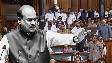 Opposition MPs challenge Birla ji in parliament with 'No, No, No' slogans.