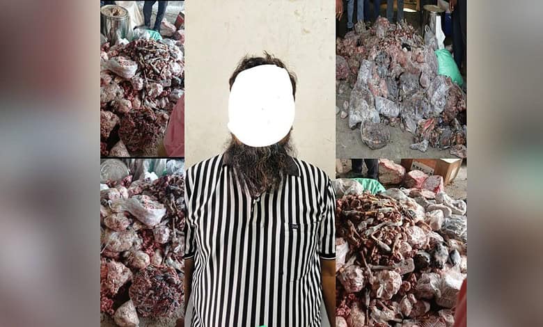 Seized 300 kg decomposed goat and sheep meat in Hyderabad, with one person detained in connection with th.
