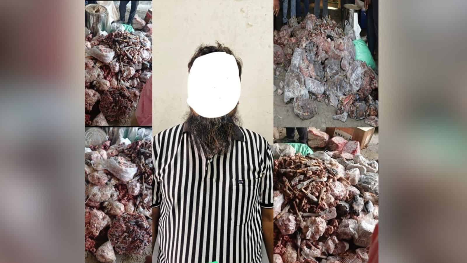 Seized 300 kg decomposed goat and sheep meat in Hyderabad, with one person detained in connection with th.