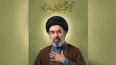 Ayatollah Khamenei, leader of the Islamic Revolution, delivering his first message in a formal setting.