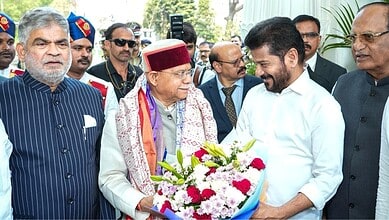 Telangana GSDP 2025-26: Governor Shukla with officials and leaders at the event.