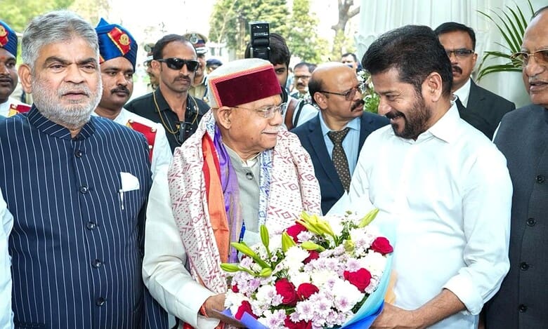Telangana GSDP 2025-26: Governor Shukla with officials and leaders at the event.