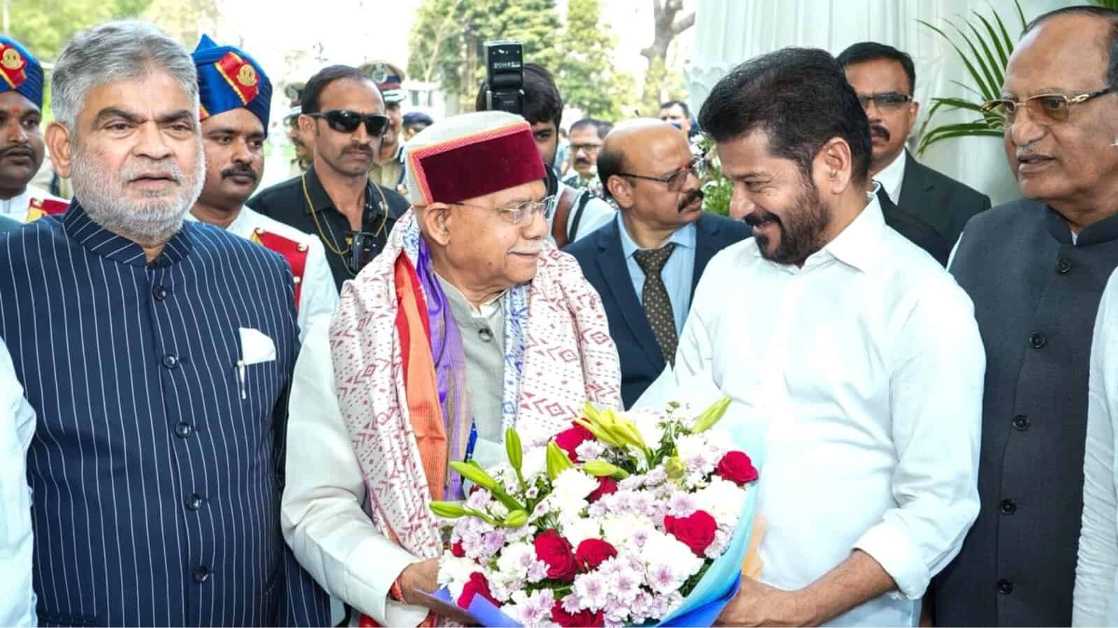 Telangana GSDP 2025-26: Governor Shukla with officials and leaders at the event.