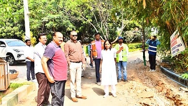 GHMC Commissioner RV Karnan inspects a park in Hyderabad