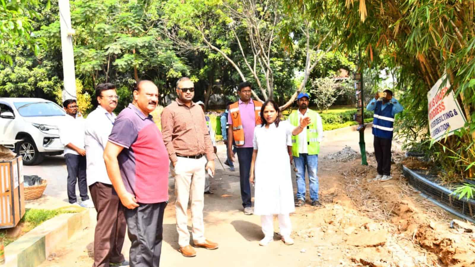 GHMC Commissioner RV Karnan inspects a park in Hyderabad