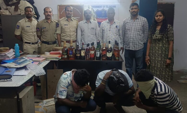 Three arrested for transporting illegal liquor in Hyderabad