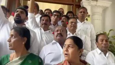 BRS MLAs protest in the Telangana Assembly