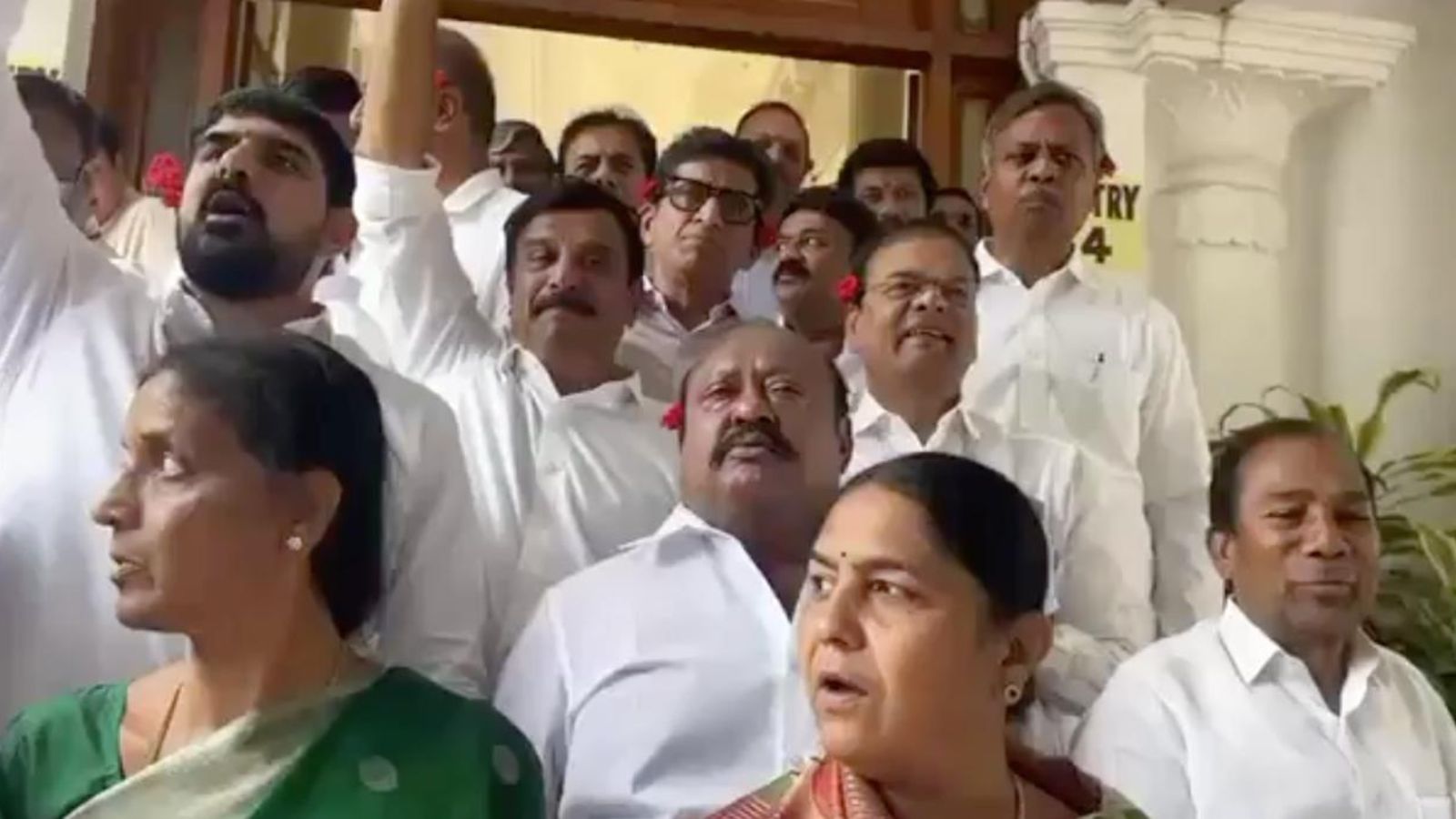 BRS MLAs protest in the Telangana Assembly