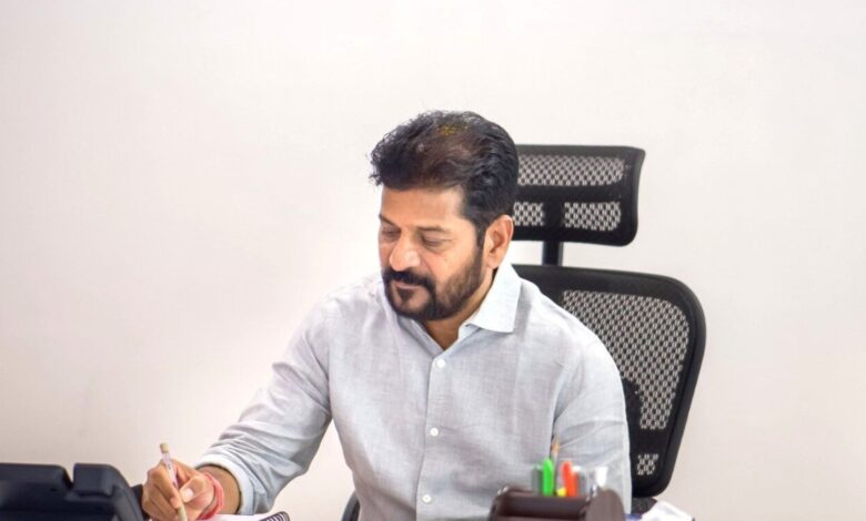 Telangana CM Revanth Reddy in his office