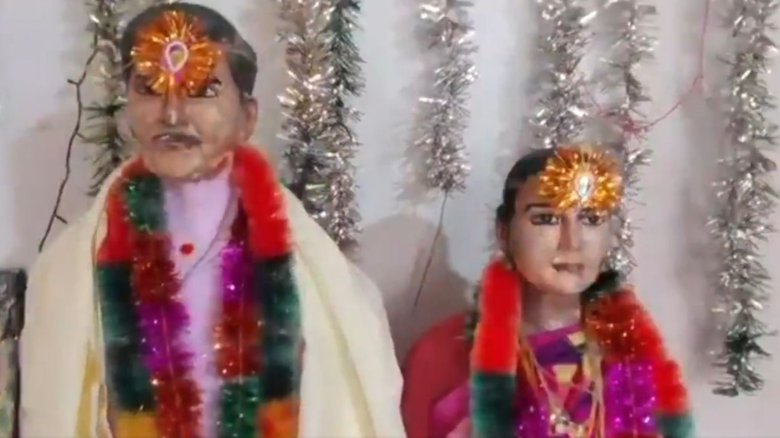 Idols of Ramkoti and his lover placed in the temple in Mahabubabad