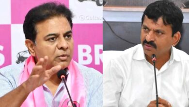 BRS Working President KTR (L) Ponguletti Srinivas Reddy (Right)