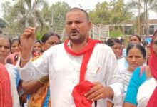 CITU leader addresses the media during a protest in Sircilla