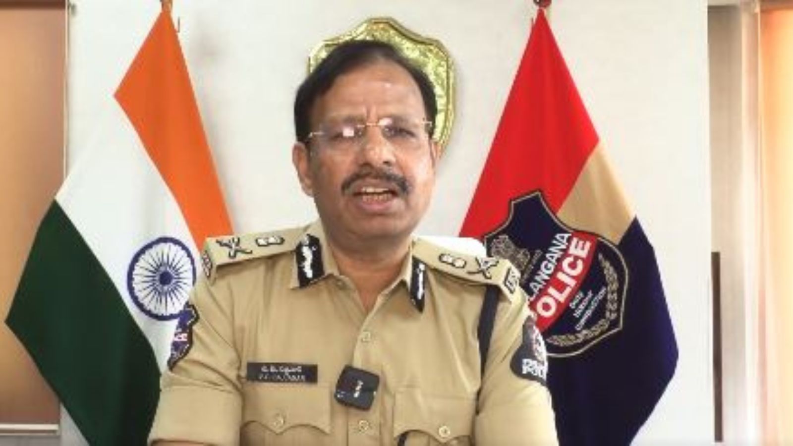 Hyderabad Police Commissioner VC Sjjanar delivers a video message