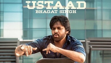 Pawan Kalyan's Ustaad Bhagat Singh poster with ticket price cap in Telangana.