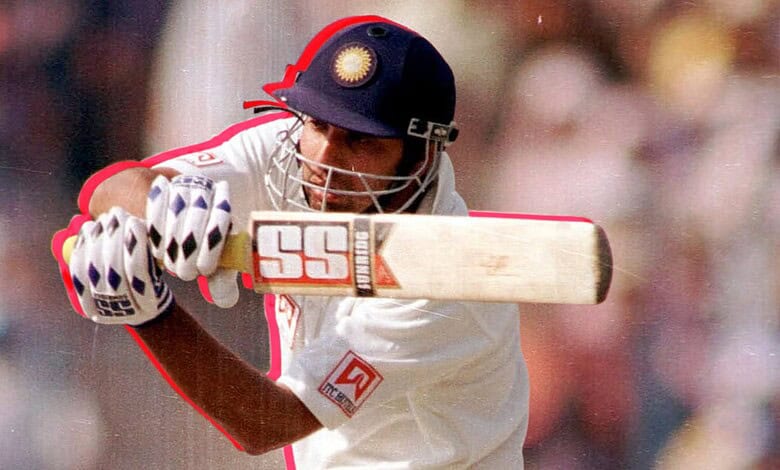 VVS Laxman batting during a cricket match, celebrating his 281 score milestone.