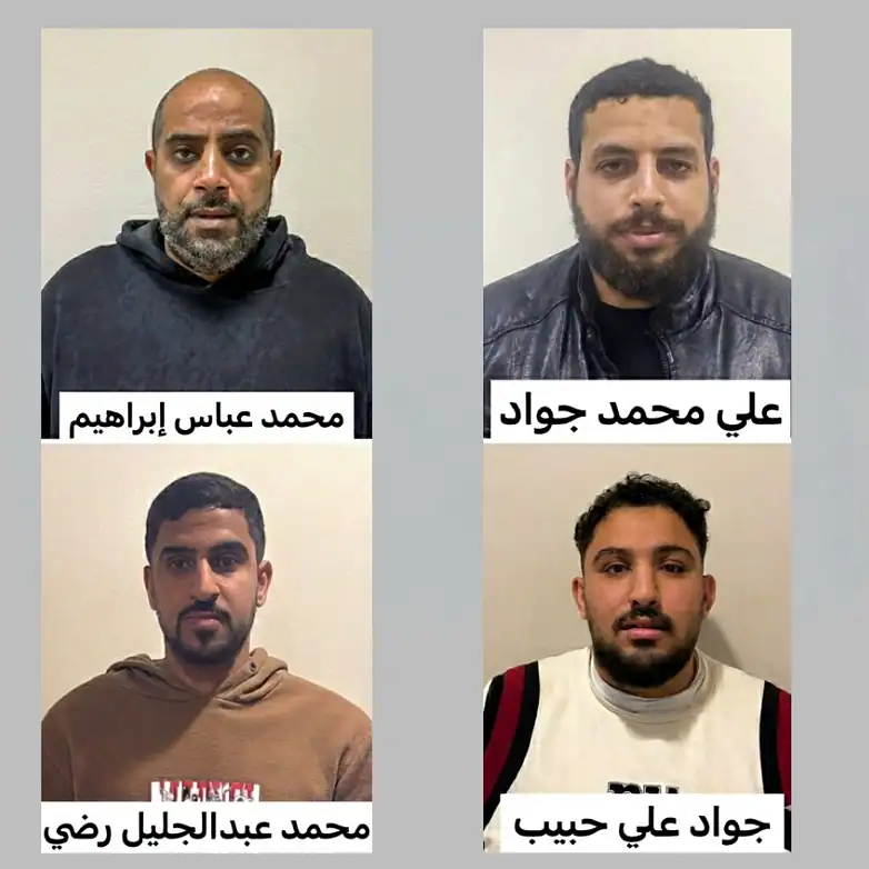 Suspected individuals in police custody for investigation.